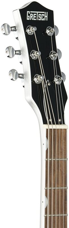 Gretsch G5260T Electromatic Jet Baritone Bigsby Electric Guitar, Silver, Headstock Left Front