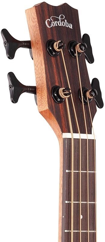 Cordoba Mini II EB-E Acoustic-Electric Bass, Ebony, Headstock Left Front