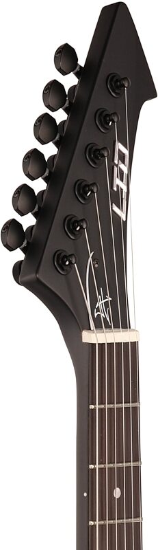 ESP LTD Hetfield Vulture Electric Guitar (with Case), Satin Black, Headstock Left Front