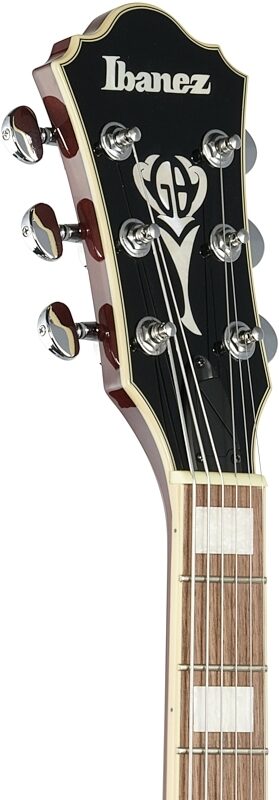 Ibanez GB10EM George Benson Electric Guitar, Antique Amber, Headstock Left Front