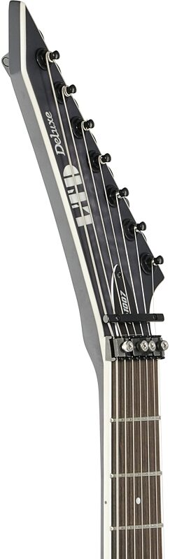 ESP LTD M-1007QM Electric Guitar, 7-String, See-Thru Black Satin, Headstock Left Front