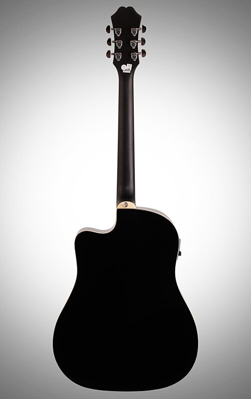 Epiphone AJ-220SCE Acoustic-Electric Guitar, Ebony, Full Straight Back