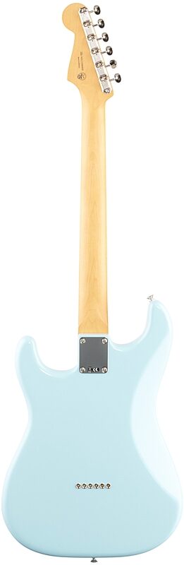 Fender Noventa Stratocaster Electric Guitar (with Gig Bag), Daphne Blue, Full Straight Back