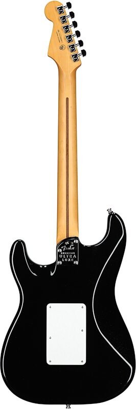 Fender American Ultra Luxe Stratocaster FR HSS Electric Guitar (with Case), Mystic Black, Full Straight Back