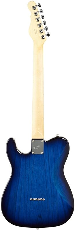 G&L Fullerton Deluxe ASAT Classic Bluesboy Electric Guitar (with Gig Bag), Blue Burst, Full Straight Back