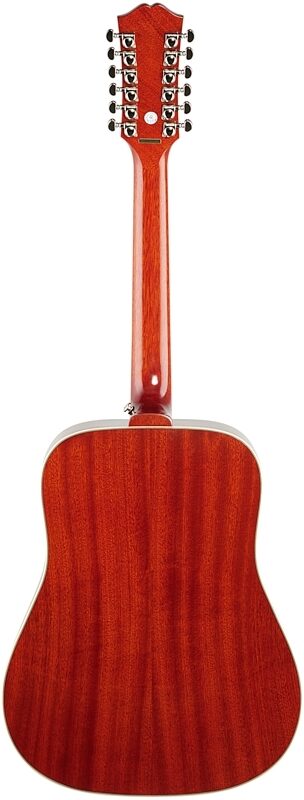 Epiphone Hummingbird 12-String Acoustic-Electric Guitar, Aged Cherry Sunburst, Full Straight Back