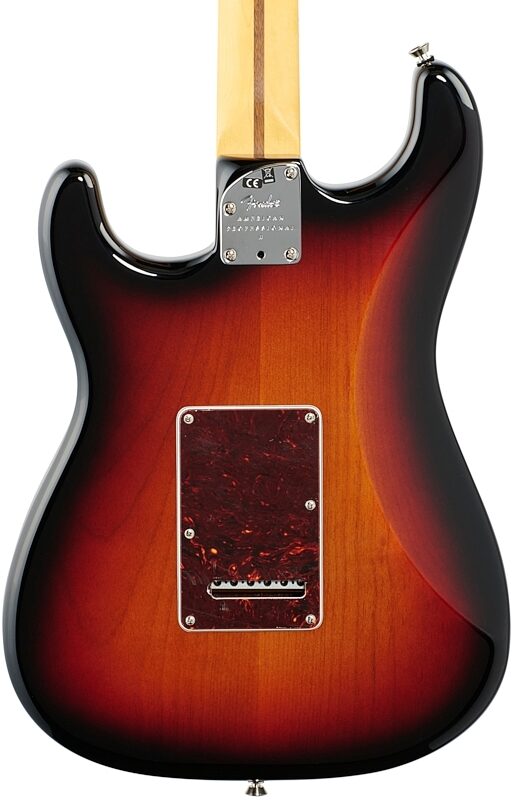 Fender American Pro II HSS Stratocaster Electric Guitar, Maple Fingerboard (with Case), 3-Color Sunburst, Body Straight Back