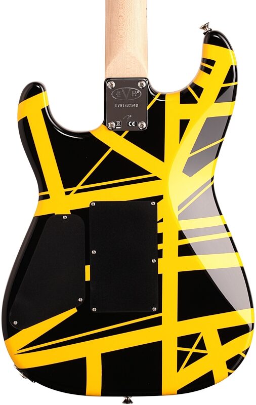 EVH Eddie Van Halen Striped Series Electric Guitar, Black and Yellow, Body Straight Back