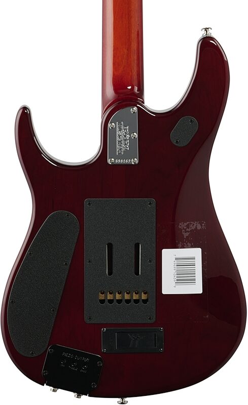 Ernie Ball Music Man Petrucci JP Electric Guitar (with Case), Dragon Blood Quilt, Body Straight Back