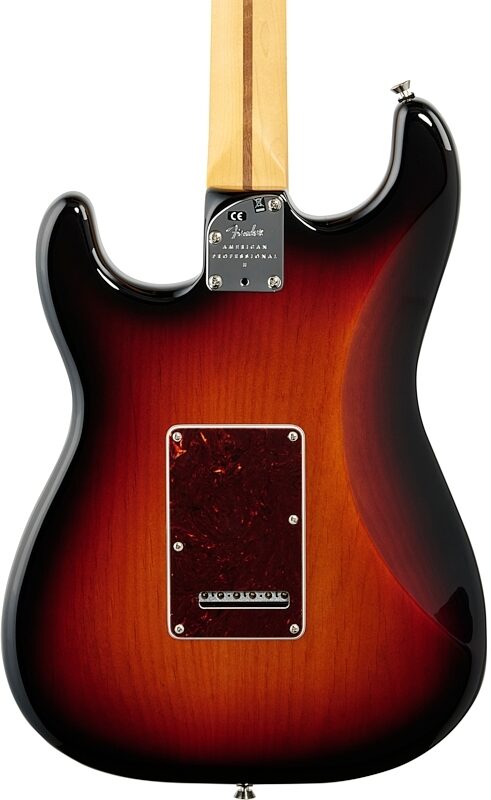 Fender American Pro II Stratocaster Electric Guitar, Maple Fingerboard (with Case), 3-Color Sunburst, Body Straight Back
