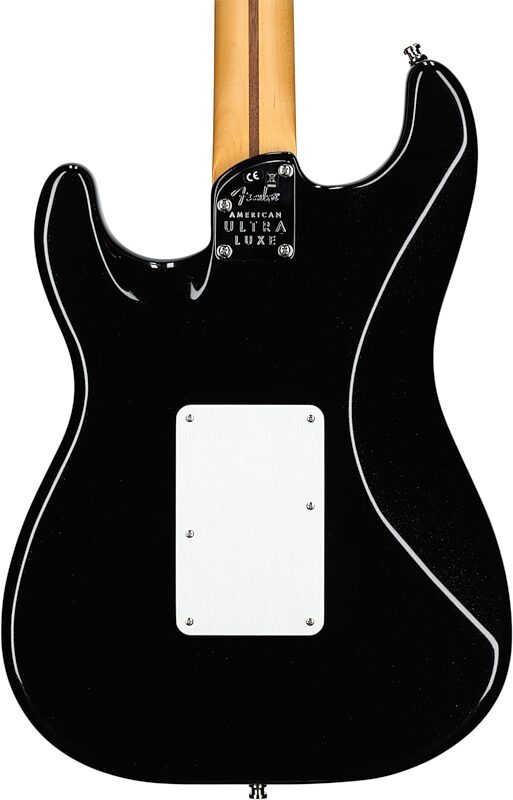 Fender American Ultra Luxe Stratocaster FR HSS Electric Guitar (with Case), Mystic Black, Body Straight Back