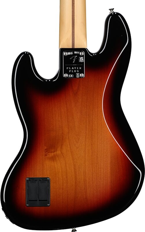 Fender Player Plus V Jazz Electric Bass, Pau Ferro Fingerboard (with Gig Bag), 3-Color Sunburst, Body Straight Back