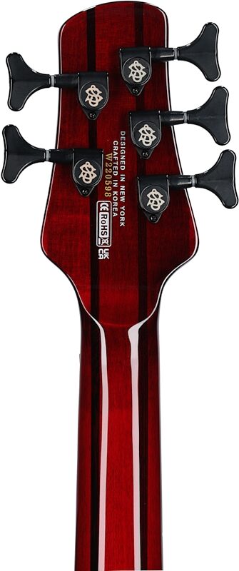 Spector NS Dimension Multi-Scale 5-String Bass Guitar (with Bag), Inferno Red Gloss, Serial Number 21W220598, Headstock Straight Back