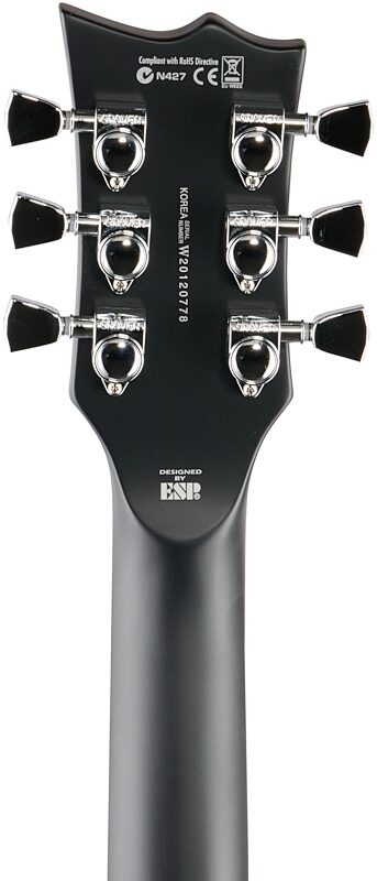ESP LTD EC-1000 EverTune BB Electric Guitar, Black Satin, Headstock Straight Back