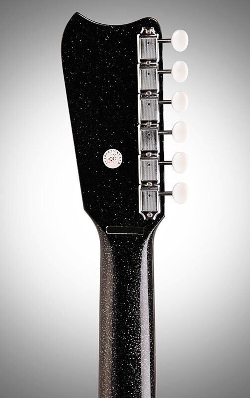 Silvertone Classic 1449 Electric Guitar, Black Silver Flake, Headstock Straight Back