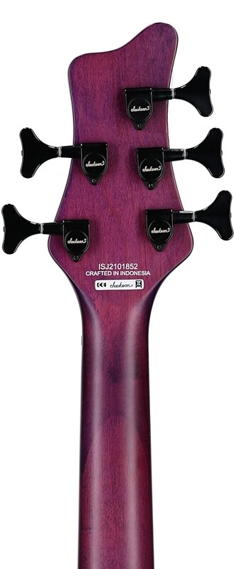 Jackson X Spectra SBXP V Bass Guitar, Transparent Purple Burst, USED, Blemished, Headstock Straight Back