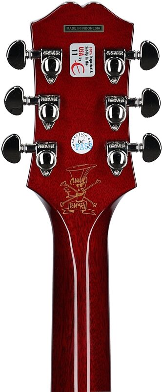 Epiphone Slash J-45 Acoustic-Electric Guitar (with Case), Vermillion Burst, Headstock Straight Back