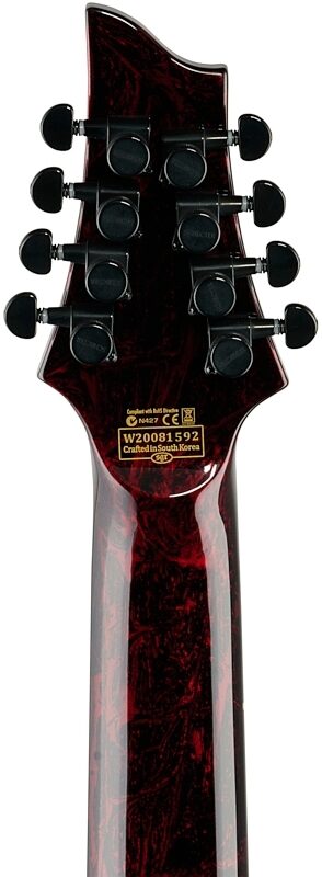 Schecter C-8 Multi-Scale Silver Mountain Electric Guitar, Blood Moon, Headstock Straight Back