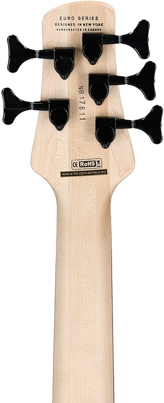 Spector Bantam 5 Medium-Scale Bass Guitar (with Bag), Black Cherry Gloss, Headstock Straight Back