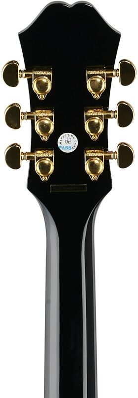 Epiphone EJ-200SCE Jumbo Cutaway Acoustic-Electric Guitar, Black, Headstock Straight Back