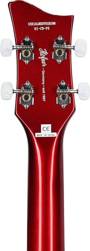 Hofner Ignition Club Electric Bass, Metallic Red, Blemished, Headstock Straight Back