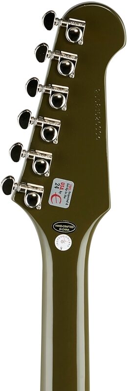 Epiphone Exclusive Firebird Electric Guitar, Olive Drab Green, Headstock Straight Back