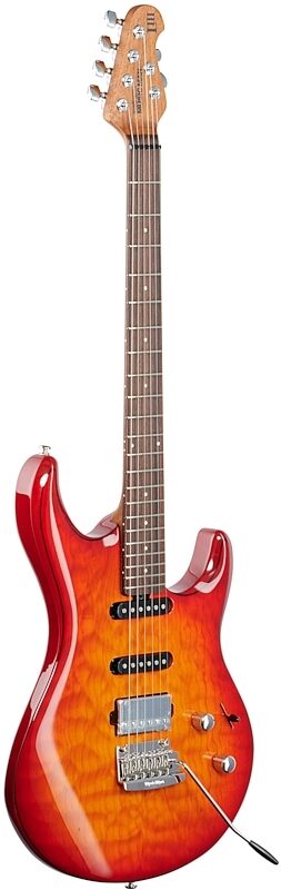 Music Man Luke 3 HSS Electric Guitar (with Case), Cherry Burst Quilt, Serial Number G99297, Body Left Front