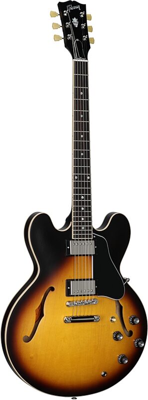 Gibson ES-335 Dot Satin Electric Guitar (with Case), Vintage Burst, Serial Number 211120367, Body Left Front
