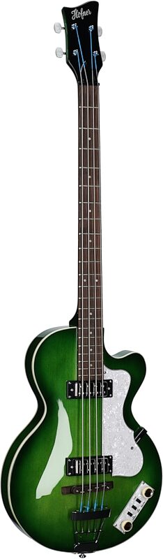 Hofner Ignition Club Electric Bass, Green Burst, Body Left Front