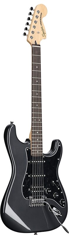 Squier Affinity Strat HSS Electric Guitar Pack, Maple Fingerboard, Charcoal Frost Metallic, Body Left Front