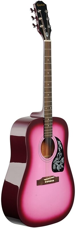 Epiphone Starling Dreadnought Acoustic Guitar, Hot Pink Pearl, Body Left Front