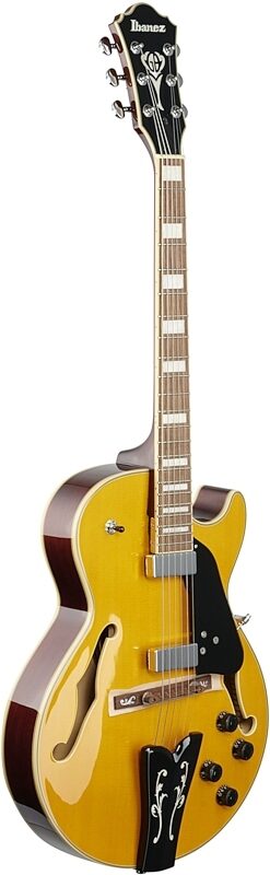 Ibanez GB10EM George Benson Electric Guitar, Antique Amber, Body Left Front