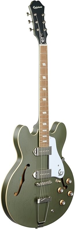 Epiphone Casino Worn Hollowbody Electric Guitar, Worn Olive Drab, Body Left Front