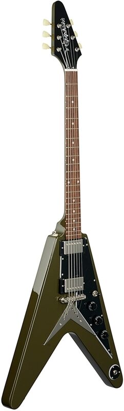 Epiphone Exclusive Flying V Electric Guitar, Olive Drab Green, Body Left Front