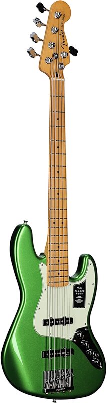 Fender Player Plus V Jazz Electric Bass, Maple Fingerboard (with Gig Bag), Cosmic Jade, Body Left Front