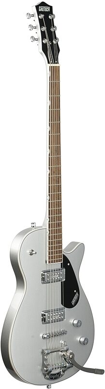 Gretsch G5260T Electromatic Jet Baritone Bigsby Electric Guitar, Silver, Body Left Front