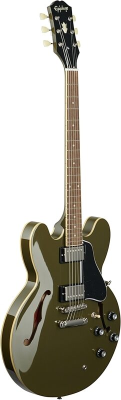 Epiphone Exclusive ES-335 Electric Guitar, Olive Drab Green, Body Left Front