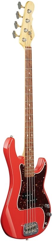 G&L Fullerton Deluxe LB-100 Bass Guitar (with Bag), Fullerton Red, Body Left Front