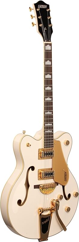 Gretsch G5422TG Electromatic Hollowbody Double Cutaway Electric Guitar with Bigsby, Snow Crest White, Body Left Front