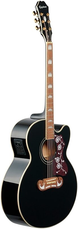 Epiphone EJ-200SCE Jumbo Cutaway Acoustic-Electric Guitar, Black, Body Left Front