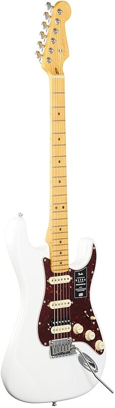 Fender American Ultra Stratocaster HSS Electric Guitar, Maple Fingerboard (with Case), Arctic Pearl, Body Left Front
