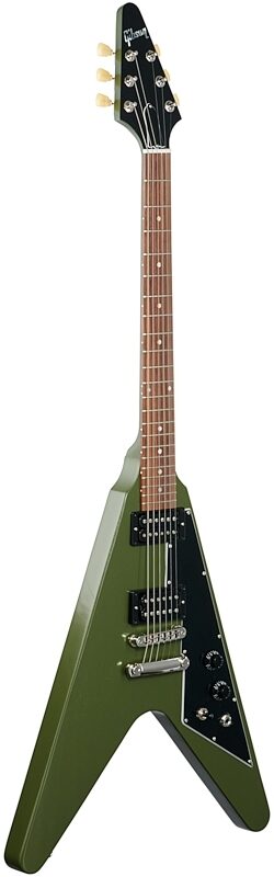 Gibson Exclusive Flying V Tribute Electric Guitar (with Case), Olive Drab, Body Left Front