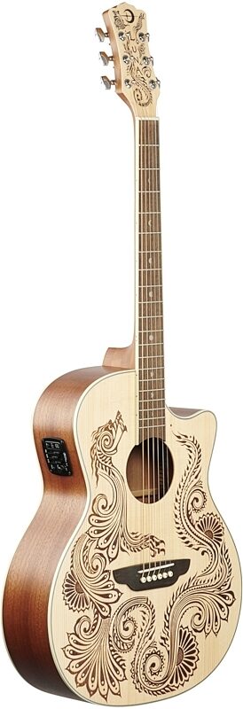 Luna Henna Dragon Acoustic-Electric Guitar, New, Body Left Front
