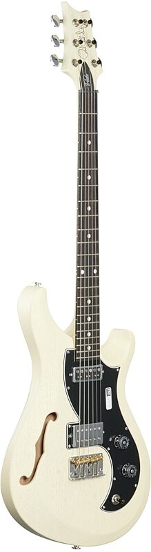 PRS Paul Reed Smith S2 Vela Semi-Hollow Satin Electric Guitar (with Gig Bag), Antique White, Body Left Front