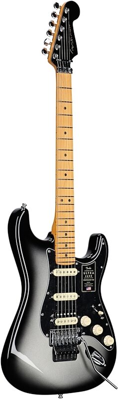 Fender American Ultra Luxe Stratocaster FR HSS Electric Guitar (with Case), Silverburst, Body Left Front