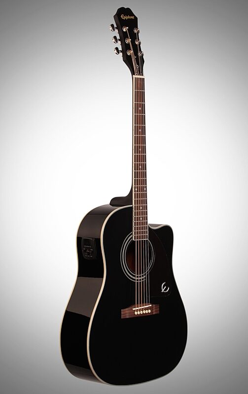 Epiphone AJ-220SCE Acoustic-Electric Guitar, Ebony, Body Left Front
