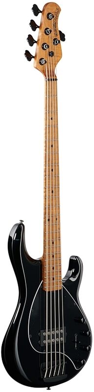 Ernie Ball Music Man StingRay 5 Special Electric Bass, 5-String (Ebony Fingerboard, with Case), Black, Body Left Front