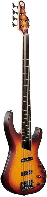 MTD Kingston Saratoga Deluxe 5 Electric Bass, 5-String (Laurel Fingerboard), Deep Cherry Burst, Body Left Front