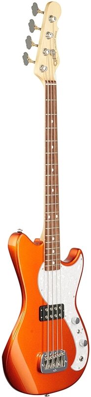 G&L Fullerton Deluxe Fallout Short Scale Electric Bass (with Gig Bag), Tangerine Metallic, Body Left Front