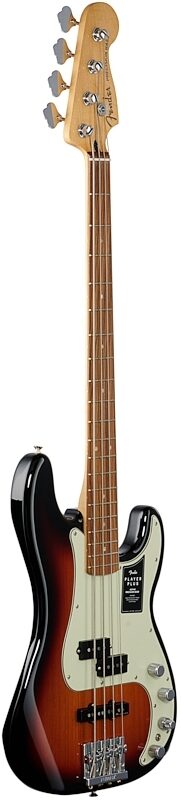 Fender Player Plus Precision Electric Bass, Pau Ferro Fingerboard (with Gig Bag), 3-Color Sunburst, Body Left Front